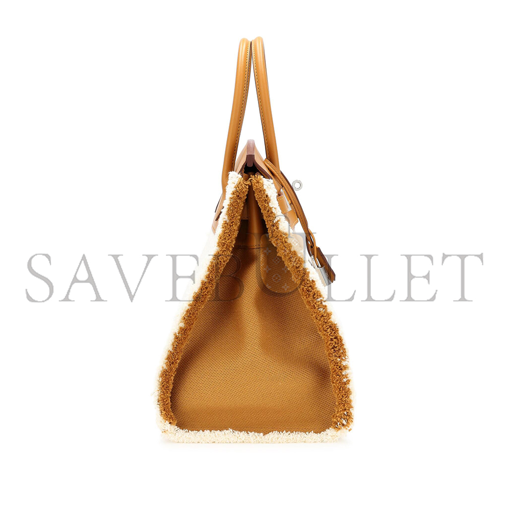H**mes master birkin 35 swift leather canvas sesame tassel silver buckle h082686ck23 (35*25*18cm)
